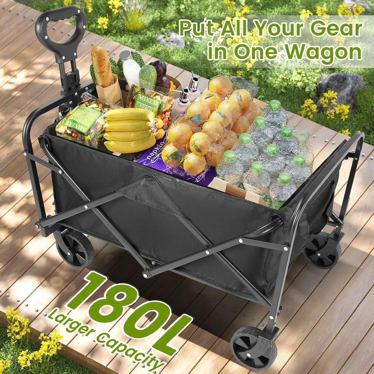 Heavy Duty Foldable Steel Utility Wagon With All Terrain Wheels