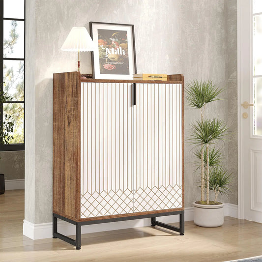 Tribesigns Five Tier Wooden Shoe Rack Storage Cabinet