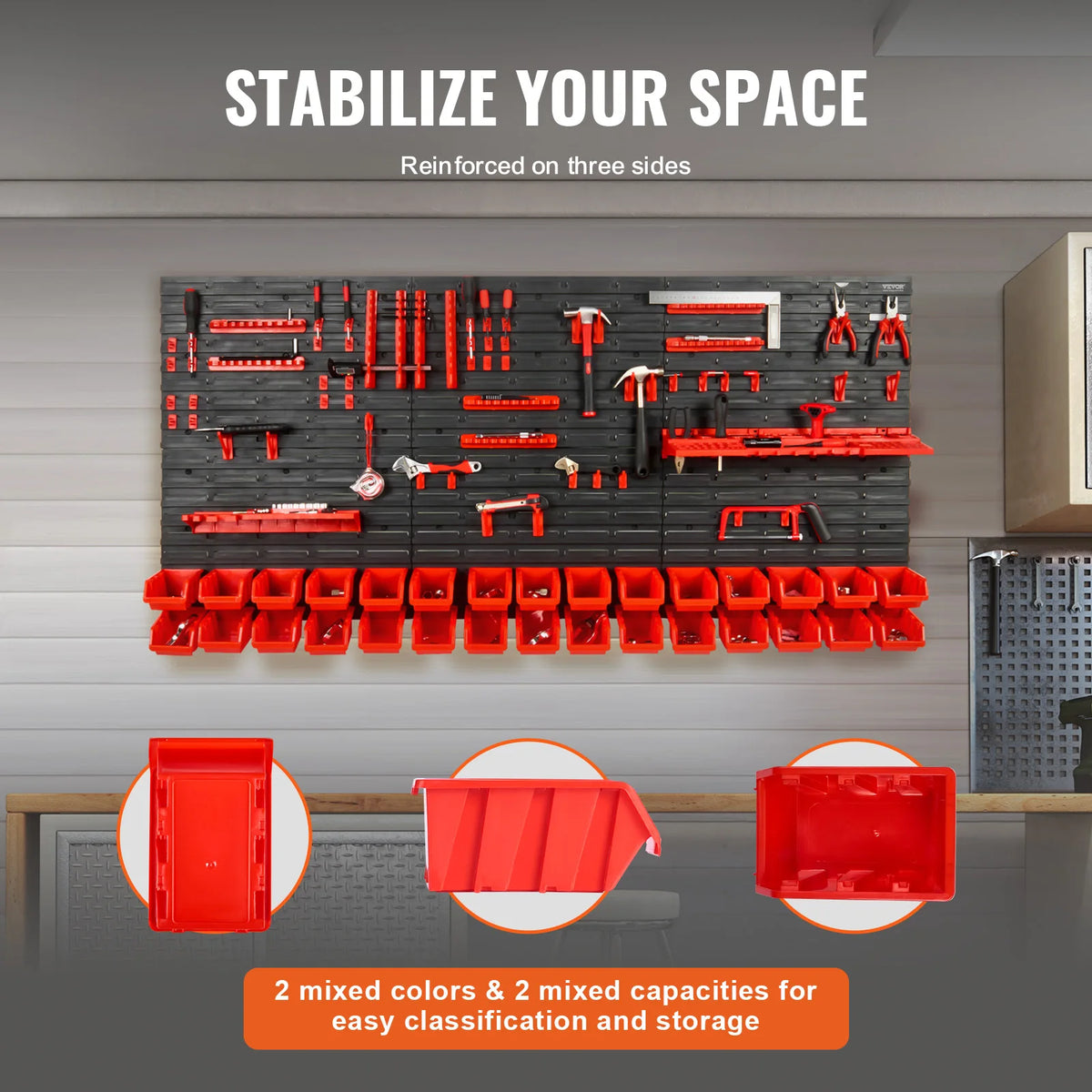 SucceBuy Wall Mounted Storage Bins Parts Rack Organizer