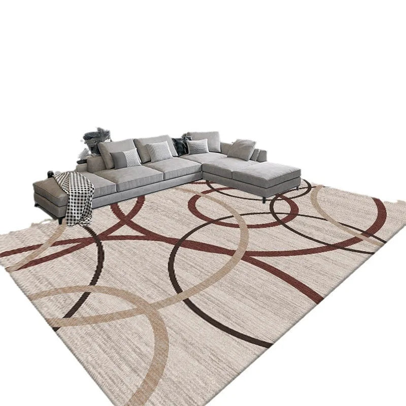 Nordic Geometric Print Crystal Velvet Area Rug With Non-Slip Backing