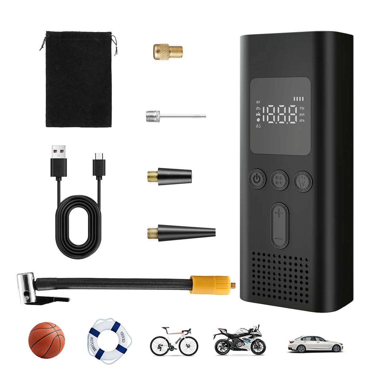 CHPOWKIT Portable Digital Cordless Tire Inflator Air Compressor Pump