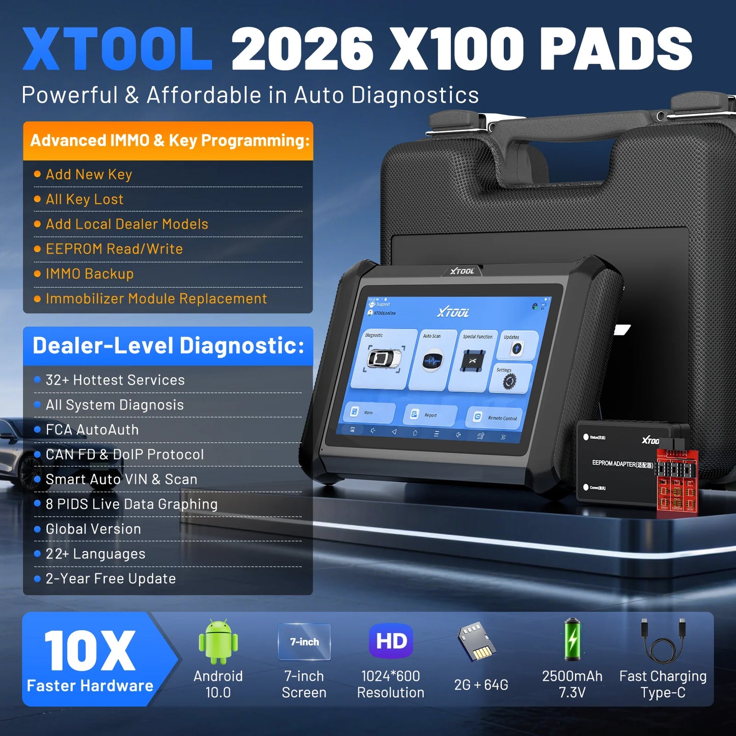 XTOOL X100 PAD V2 IMMO Key Programmer All Key Lost OBD2