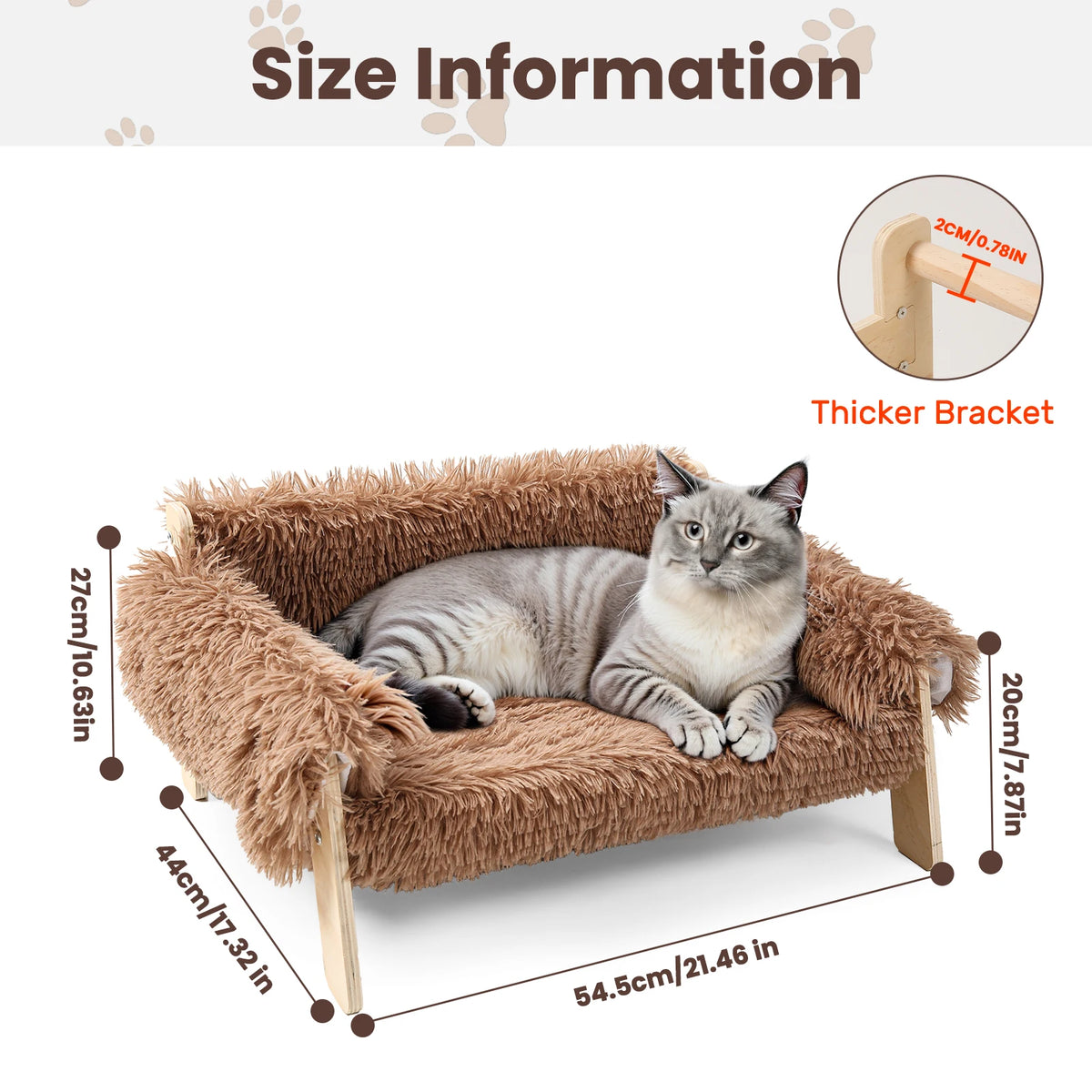Raised Plush Cat Bed With Wooden Legs For Indoor Use