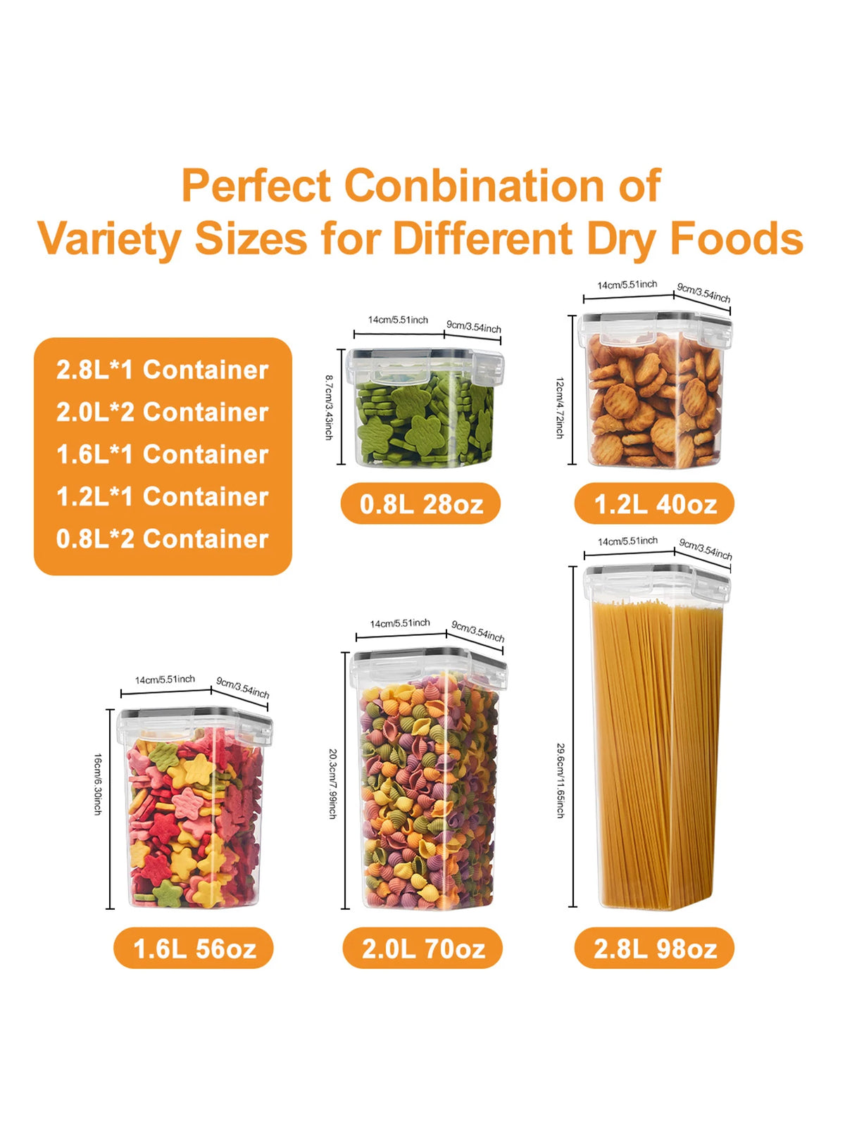 Sealed Pasta Storage Containers With Lids And Labels