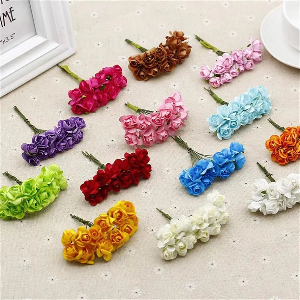 Fujin Artificial Mini Paper Rose Bouquet For Decorations