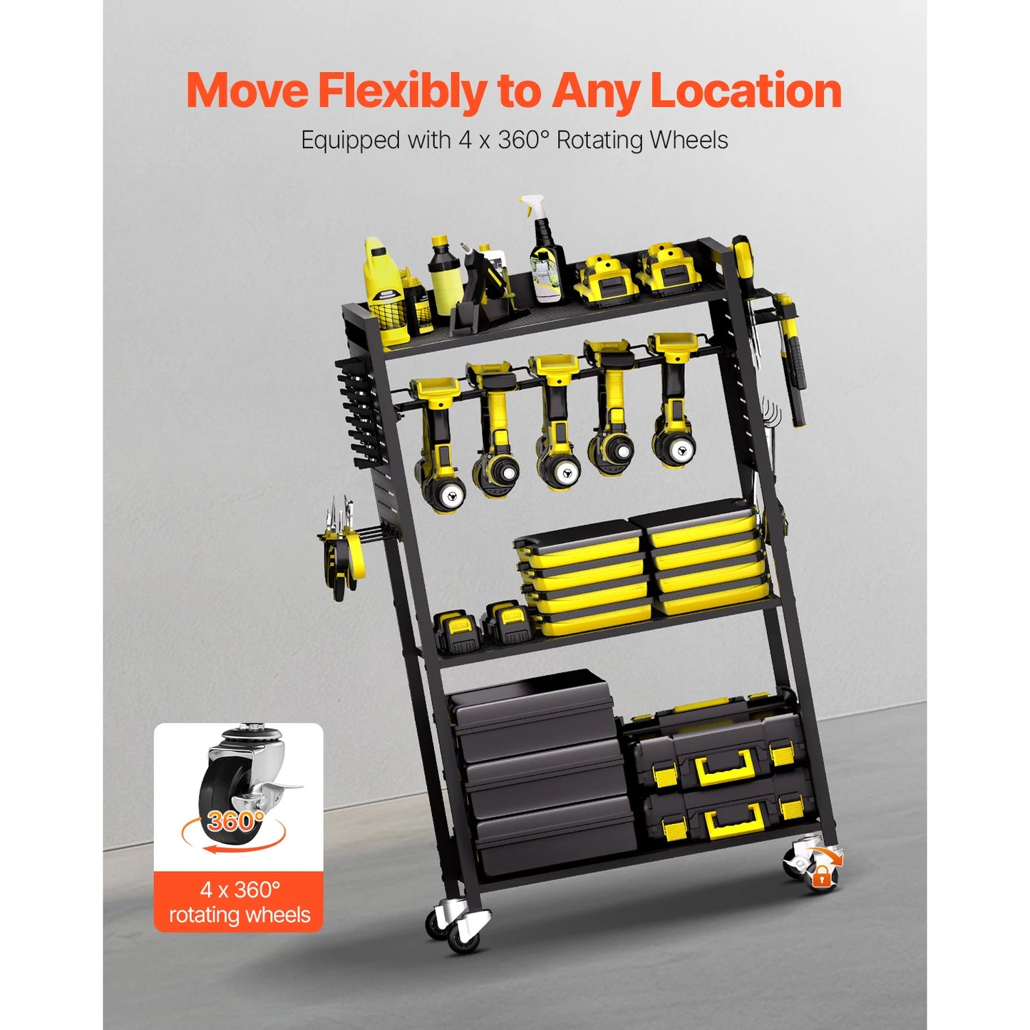 SucceBuy 4 Tier Rolling Tool Organizer Cart For Garage And Workshop