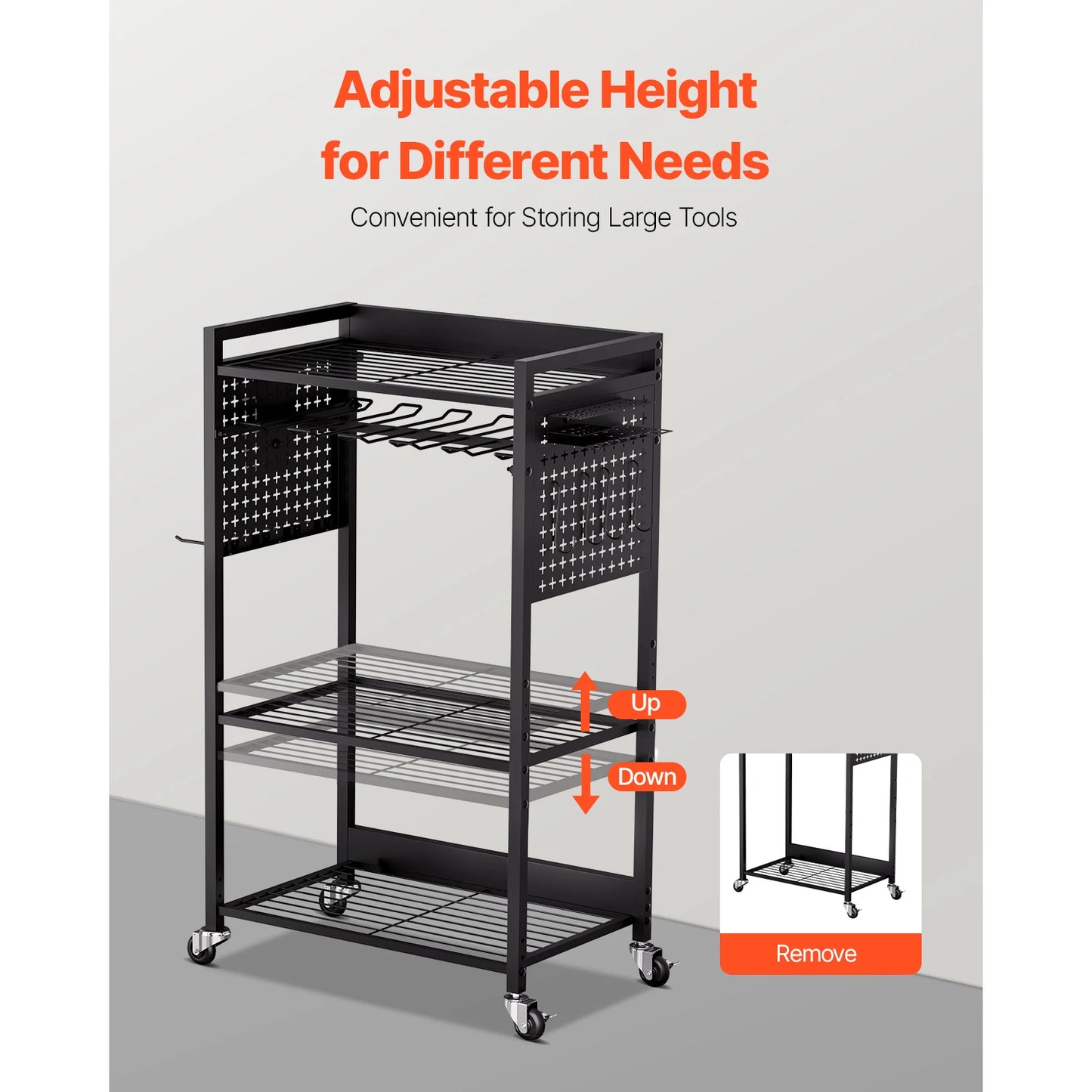 SucceBuy 4 Tier Rolling Tool Organizer Cart For Garage And Workshop