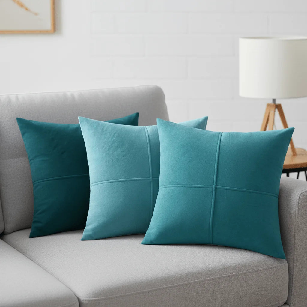 Premium Cotton Throw Pillow Set With Silk Filling Zippered Cover