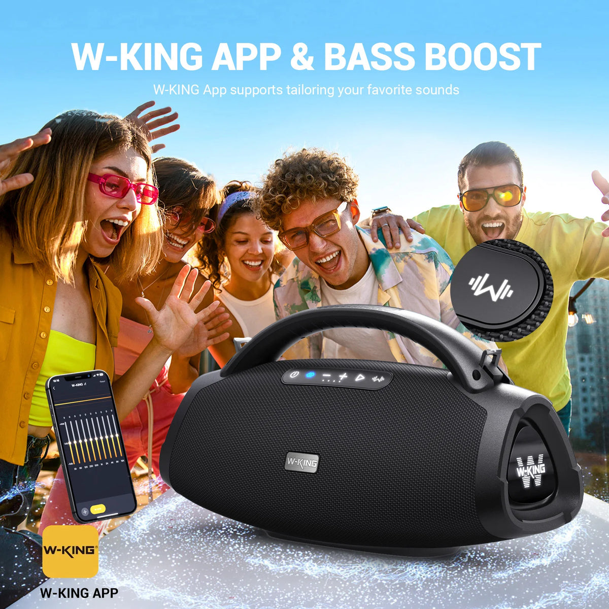 W King D20 Portable Bluetooth Speaker With Waterproof Outdoor Design