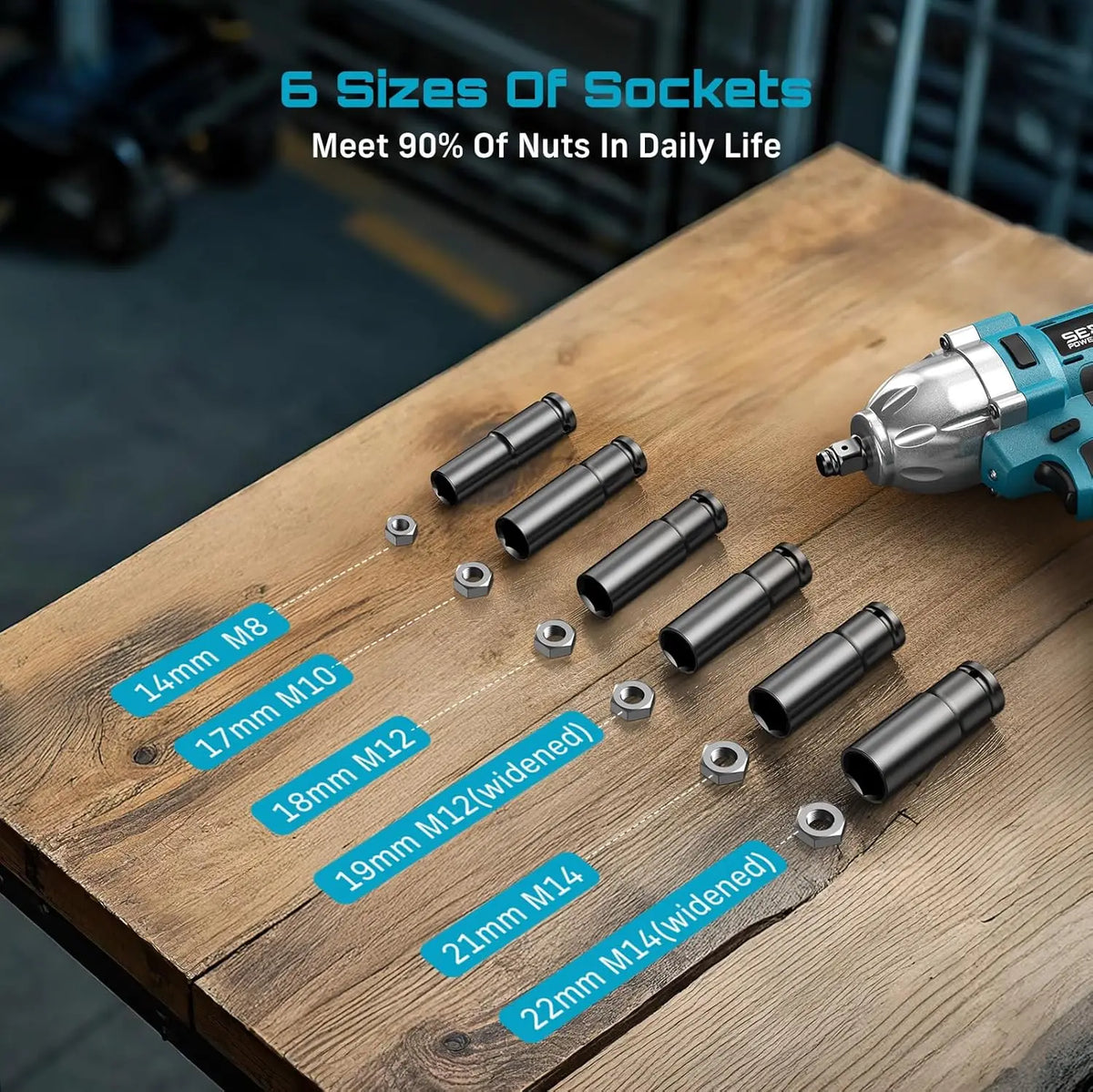 Seesii Brushless Cordless Impact Wrench 1200Nm High Torque