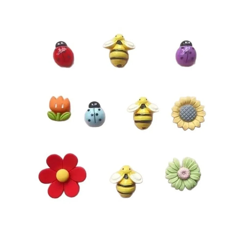 Resin Floral And Bee Fridge Magnet Set For Home Decor