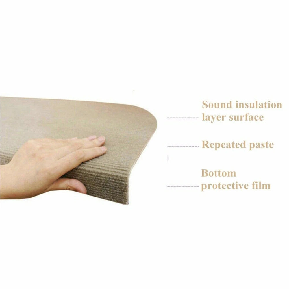 Bymaocar 13 Pcs Beige Non Slip Carpet Stair Treads