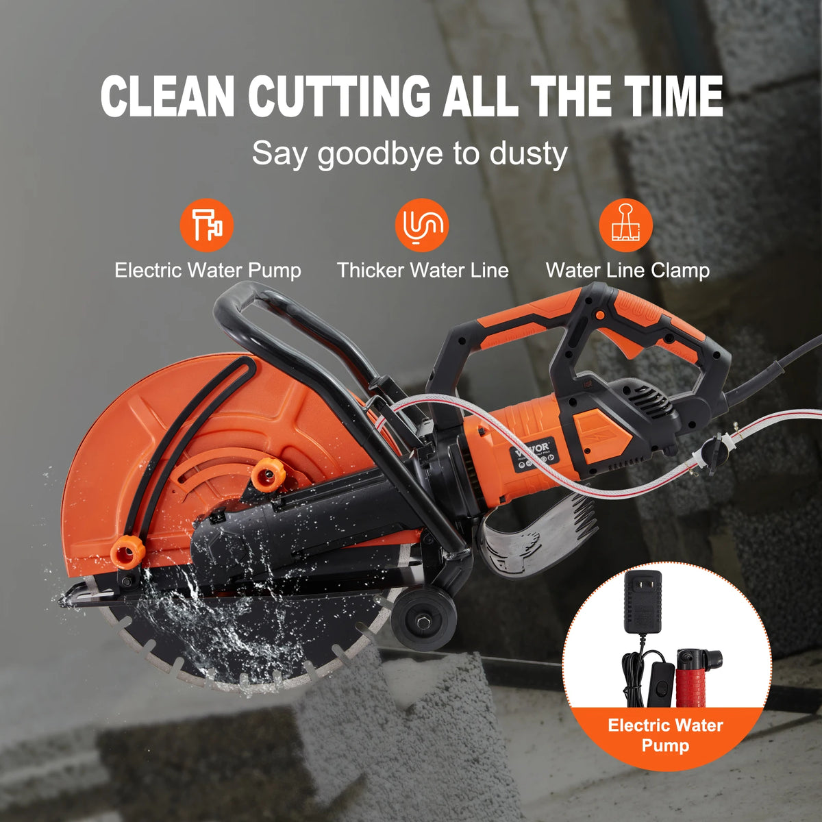 SucceBuy Electric Concrete Saw For Adjustable Wet Disk Cutting