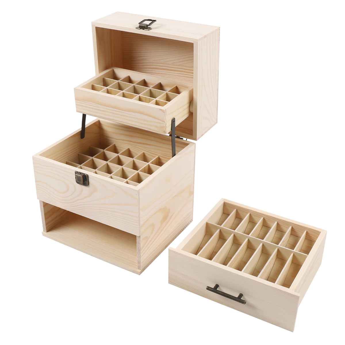 Wood Essential Oil Storage Crate With Fifty Nine Compartments