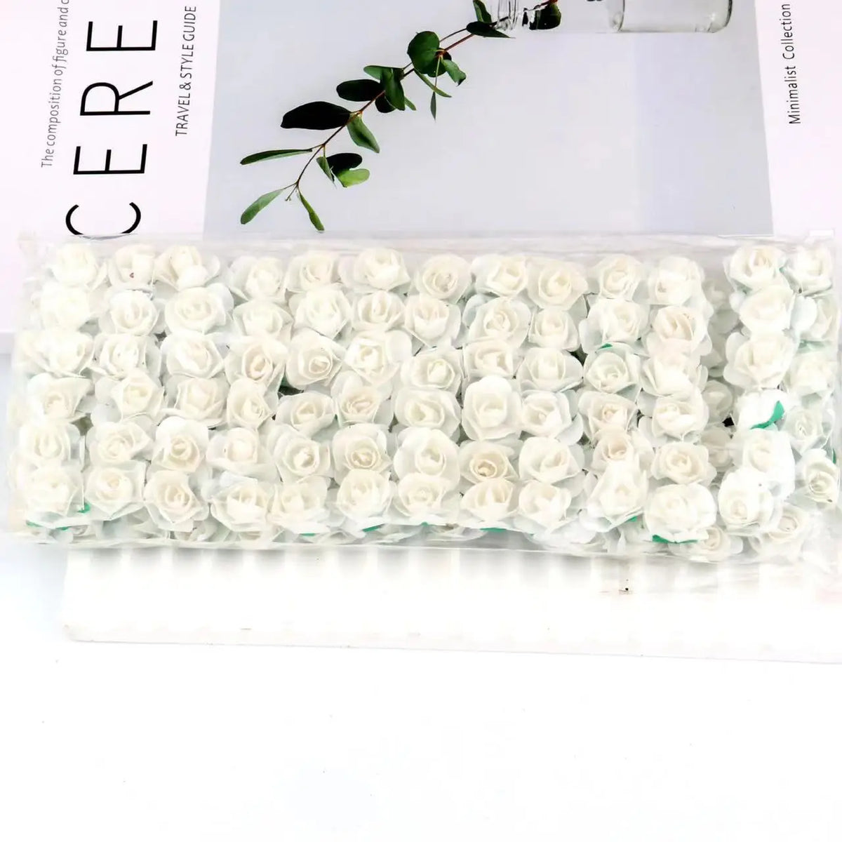 Fujin Artificial Mini Paper Rose Bouquet For Decorations