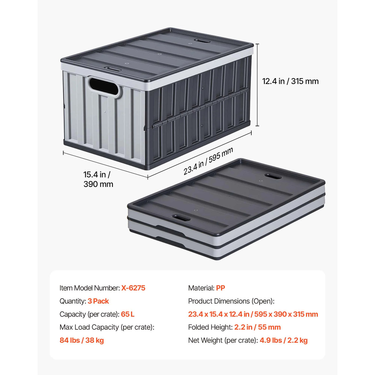 SucceBuy Plastic Collapsible Storage Bins With Lid For Home