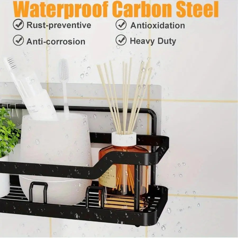 Heavy Duty Adhesive Shower Caddy Rack For Bathroom Wall Storage