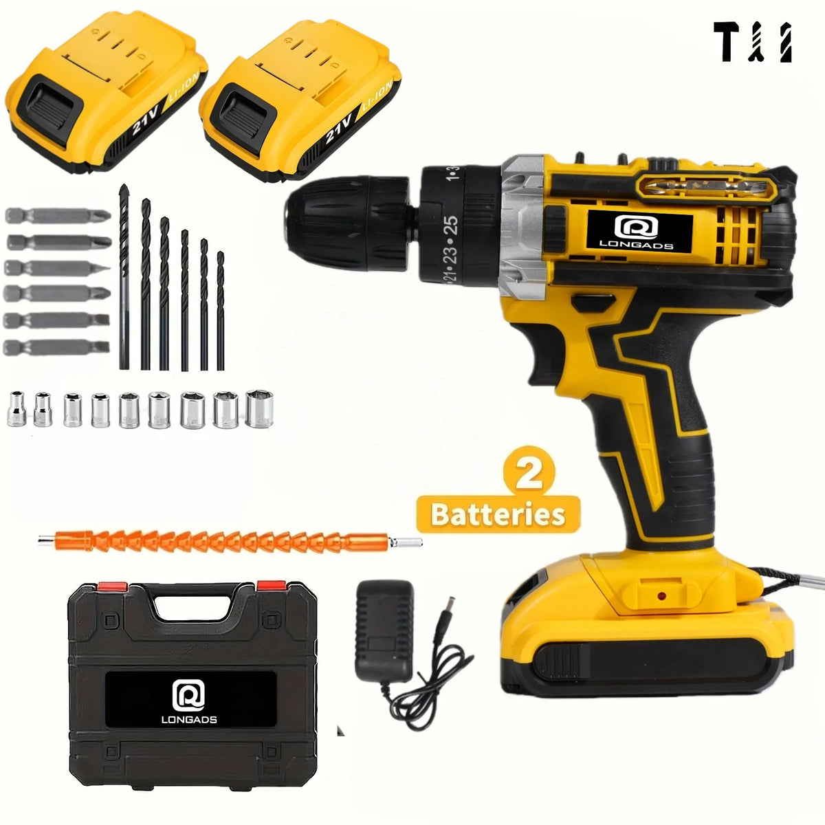 Professional 21V Cordless Drill Driver Kit With LED Light